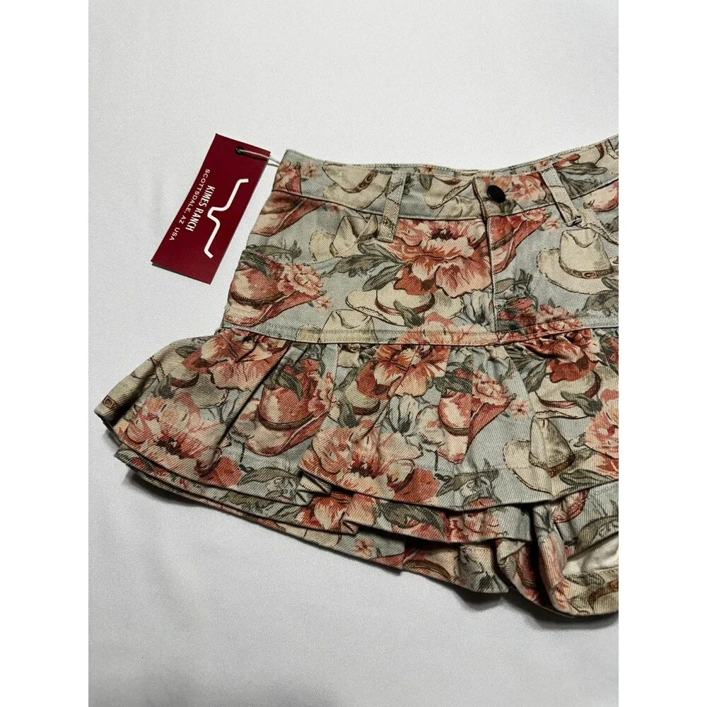 Kimes Ranch Tulia Skort Western Cowgirl Cowboy Hat Floral Horse Riding NWT New